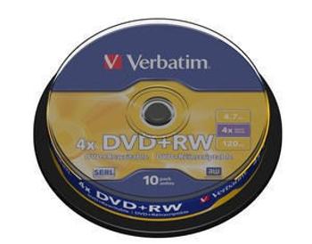 Verbatim DVD+RW 4,7GB 4x, SERL, spindle, 10ks (43488)