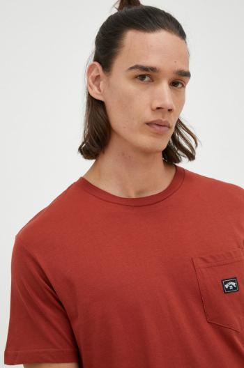Bavlněné tričko Billabong červená barva, hladký