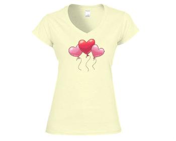 Dámské tričko V-výstřih heart balloon