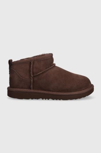 Dětské semišové sněhule UGG KIDS CLASSIC ULTRA MINI hnědá barva