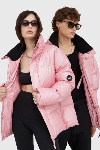 Bunda Rains 15220 Boxy Puffer Jacket růžová barva, zimní
