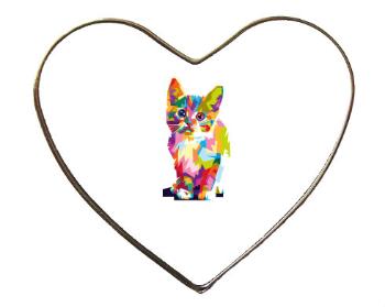 Magnet srdce kov Kočička