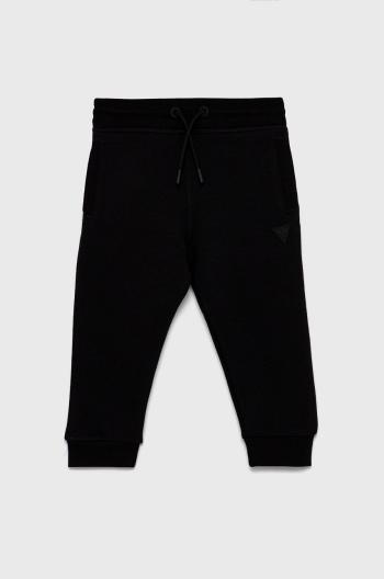 Dětské kalhoty Guess černá barva, melanžové