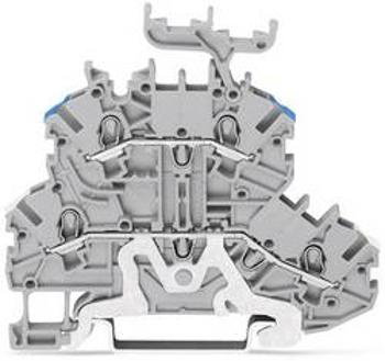 Dvojitá průchodková svorka WAGO 2000-2218, pružinové připojení , 3.50 mm, šedá, 50 ks