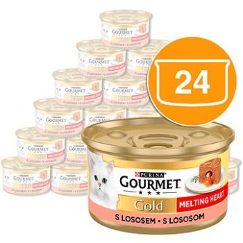 Gourmet gold Melting Heart jemná paštika s omáčkou uvnitř a lososem 24 × 85 g (7613036227421)