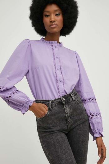 Bavlněné tričko Answear Lab fialová barva, regular, se stojáčkem