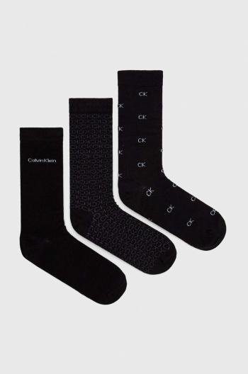 Ponožky Calvin Klein 3-pack pánské, černá barva