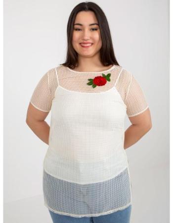 Dámská halenka s nášivkou plus size TONIA světle béžová 