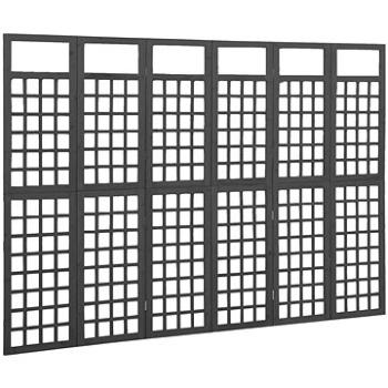 Shumee 6dílná dělicí stěna / treláž masivní jedle černá 242,5×180 cm, 316485 (316485)