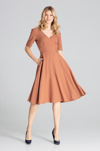 Elegantní šaty M673 Brown Velikost: L
