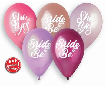 Balónky latexové 33 cm - "Bride to be" - "She said yes" - rozlučka se svobodou - 5 ks - GoDan