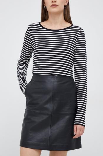 Kožená sukně Calvin Klein černá barva, mini