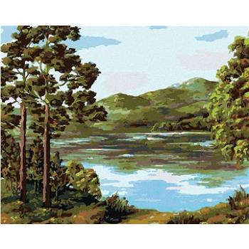 Diamondi - Diamantové malování - HORSKÉ JEZERO, 40x50 cm, Vypnuté plátno na rám (606161B)