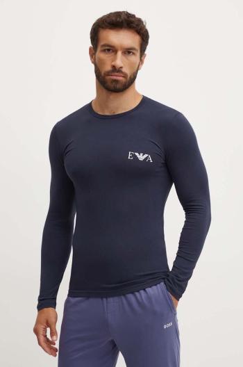 Tričko s dlouhým rukávem Emporio Armani Underwear tmavomodrá barva, s potiskem, 111023 4F715