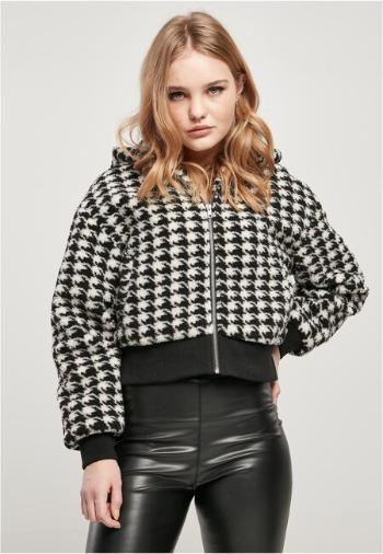 Urban Classics Ladies Short Oversized AOP Sherpa Jacket blackhoundstooth - XXL