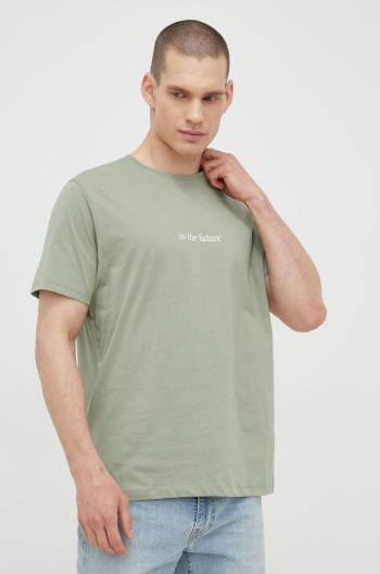 Bavlněné tričko Brave Soul zelená barva, s potiskem
