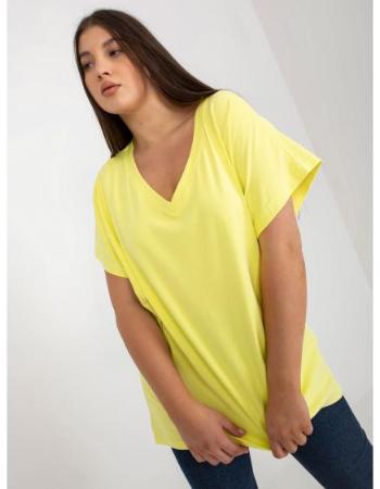 Dámské tričko plus size BASIC světle žluté 