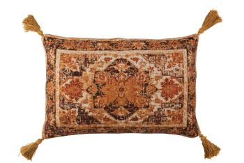 Okrový polštář se střapci zdobený ornamenty Vintage - 40*60 cm 12894