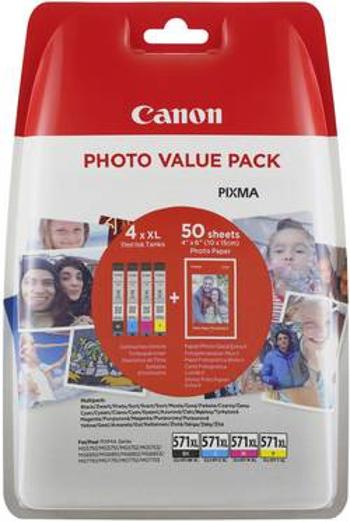 Canon Inkoustová kazeta CLI-571XL C/M/Y/BK Photo Value Pack originál kombinované balení černá, žlutá, azurová, purppurová 0332C005