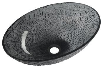 SAPHO PURUS skleněné gravírované umyvadlo 50x15,5x36 cm, černá TY305SG