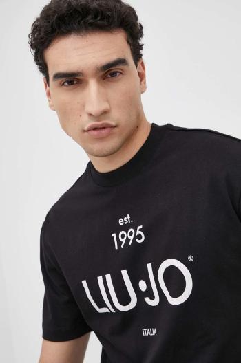 Bavlněné tričko Liu Jo pánský, černá barva, s potiskem