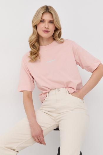 Bavlněné tričko The Kooples růžová barva