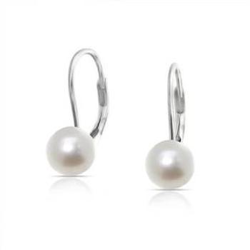 NUBIS® Stříbrné perlové náušnice - přírodní bílé perly 7,5 mm - NBP1003