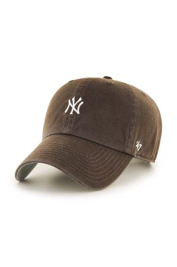 Bavlněná baseballová čepice 47brand MLB New York Yankees hnědá barva, s aplikací, B-BSRNR17GWS-BW