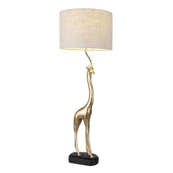 Zlatá stolní lampa se žirafou a béžovým stínidlem - Ø 30*85 cm / E27 5LMC0011