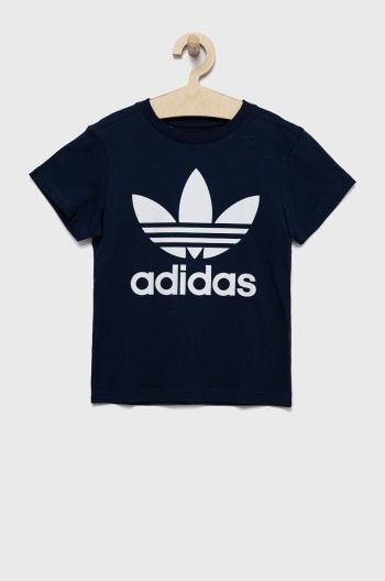 Dětské bavlněné tričko adidas Originals tmavomodrá barva, s potiskem