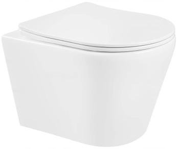 MEXEN/S Rico Závěsná WC mísa Rimless včetně sedátka s slow-slim, Duroplast, bílá 30720300