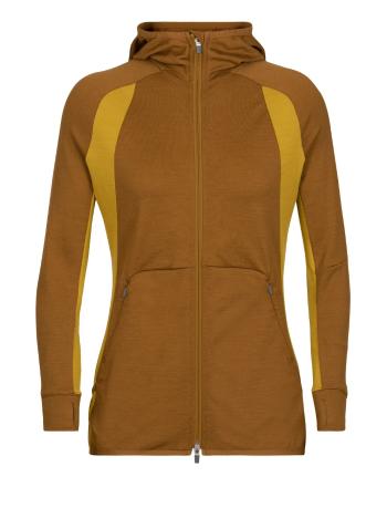 dámská merino mikina s kapucí, zip ICEBREAKER Wmns ZoneKnit LS Zip Hoodie, Clove/Silent Gold/Cb (vzorek) velikost: S