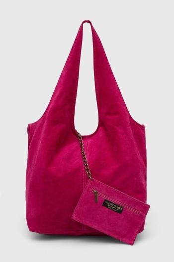 Semišová kabelka Answear Lab růžová barva