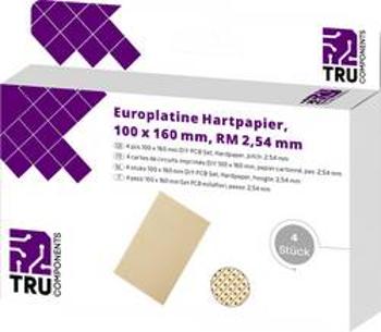 Eurodeska tvrzený papír TRU COMPONENTS (d x š) 160 mm x 100 mm, tloušťka 35 µm, RM 2.54 mm, 4 ks