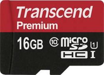 Paměťová karta microSDHC, 16 GB, Transcend Premium, Class 10, UHS-I