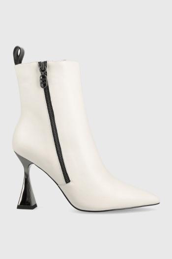 Kožené kotníkové boty Karl Lagerfeld Debut dámské, bílá barva, na podpatku