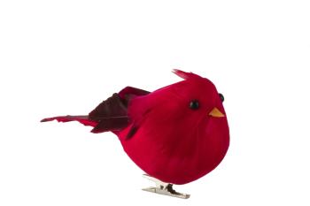Dekorativní červený ptáček na skřipci M - 5,5*13*7 cm 2884