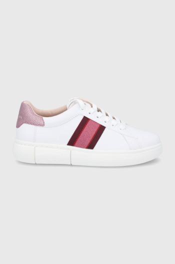 Kožené boty Kate Spade bílá barva, na plochém podpatku