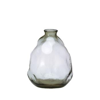 Skleněná designová váza s nádechem zelené M - 16*16*19cm BHVSGB19