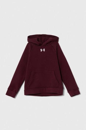 Dětská mikina Under Armour UA Rival Fleece vínová barva, s kapucí, s aplikací