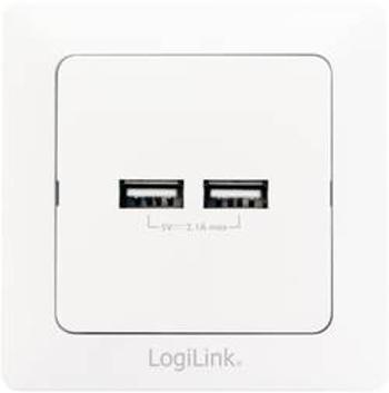 USB nabíjecí zásuvka do zdi LogiLink PA0163 s USB, IP20, bílá, 2násobný