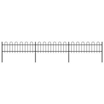 Zahradní plot s obloučky ocelový 5,1×0,6 m černý 277640 (277640)