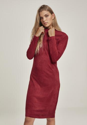 Urban Classics Ladies Peached Rib Dress LS burgundy - XS