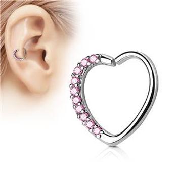 Šperky4U Piercing do nosu/ucha srdce, růžové kamínky - N0060P-P