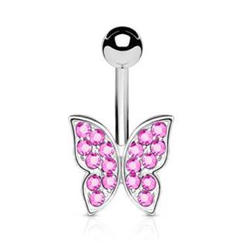 Šperky4U Piercing do pupíku - motýlek - WP01180-P