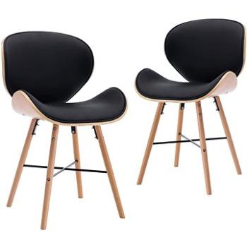 Jídelní židle 2 ks černé umělá kůže a ohýbané dřevo (283144)