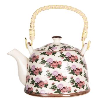Porcelánová konvička na čaj s motivem růží - 17*12*10 cm / 0,6L 6CETE0070M