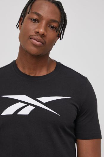 Bavlněné tričko Reebok černá barva, s potiskem