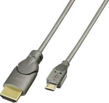 Kabel pro mobilní telefon LINDY 41565, [1x micro USB 2.0 zástrčka B - 1x HDMI zástrčka], 0.50 m, černá