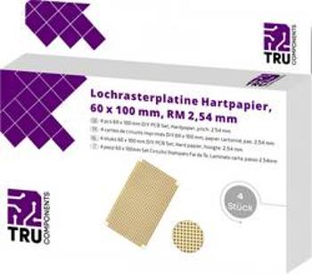 Eurodeska tvrzený papír TRU COMPONENTS (d x š) 100 mm x 50 mm, tloušťka 35 µm, RM 2.54 mm, 4 ks